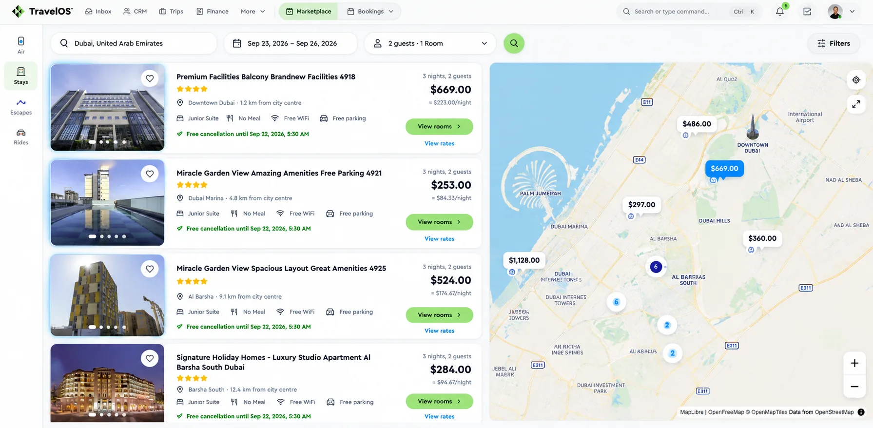 Your negotiated rates, searchable next to the trip